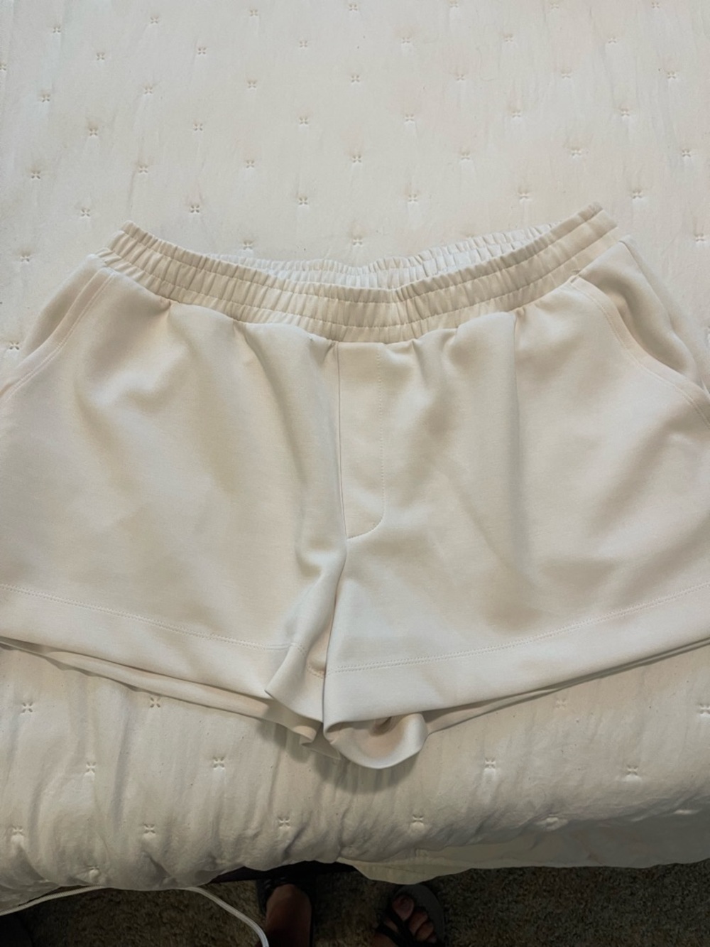a new day Cream Cloud Fabric Elastic Waist Shorts